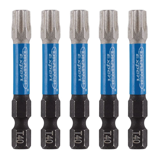 Draper 05672 Draper Expert TX-STAR® Impact Screwdriver Bits, T40 x 50mm, 1/4" Hex (Pack of 5)