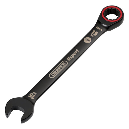 Draper 03888 Draper Expert HI-TORQ® Metric Ratchet Combination Spanner, 15mm, Black