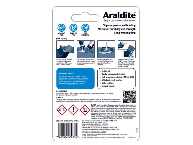 Araldite Standard Epoxy 2 x 15ml Tubes Araldite� - RockBottom Northampton 