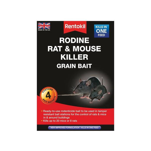 Rentokil Rodine Rat & Mouse Killer Grain Bait (Sachets 4) Rentokil - RockBottom Nothampton