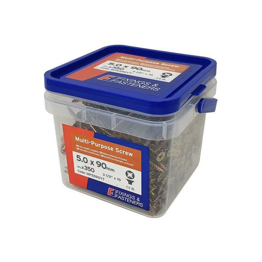 Forgefix Multi-Purpose Pozi Compatible Screw CSK ST ZYP 5.0 x 90mm Tub 350 ForgeFix - RockBottom Northampton