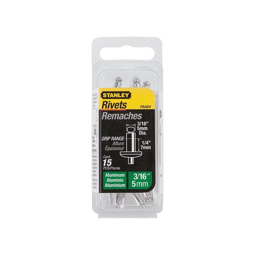 Stanley® Hand Tools 1-PAA64 Aluminium Rivets Medium 5 x 7mm Pack of 15 STANLEY® Hand Tools - RockBottom Nothampton