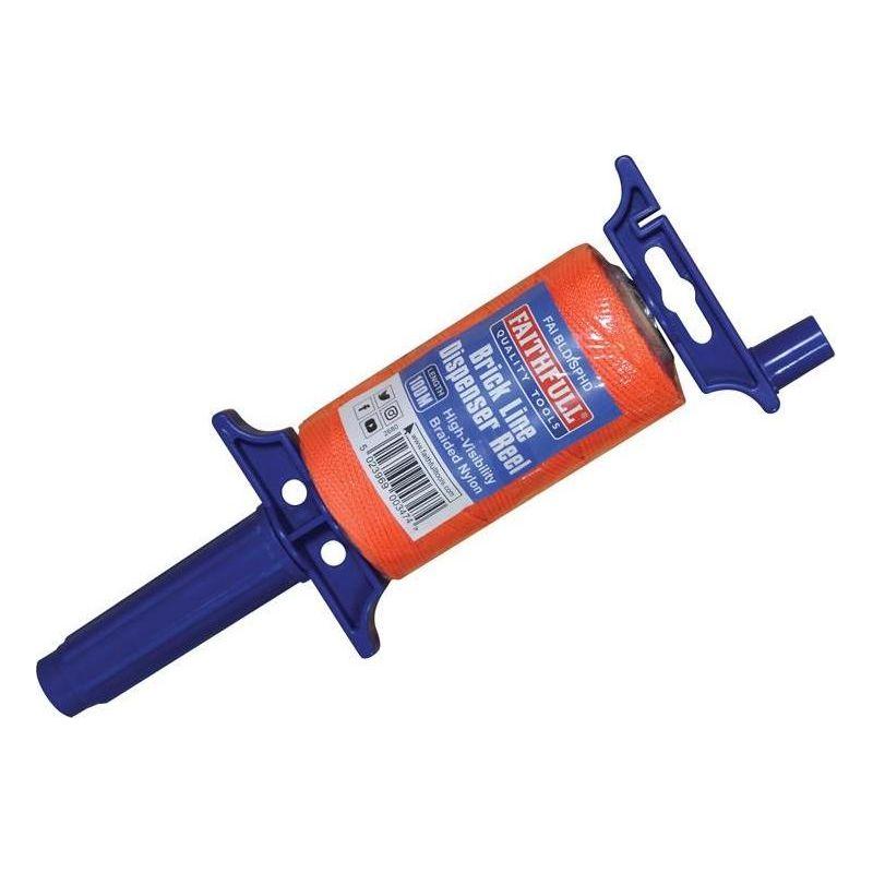 Faithfull Brick Line Dispenser Reel with Hi-Vis Line 100m (330ft) Faithfull - RockBottom Northampton