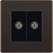 BG Electrical Flatplate Screwless Black Nickel - Double isolated, co-axial