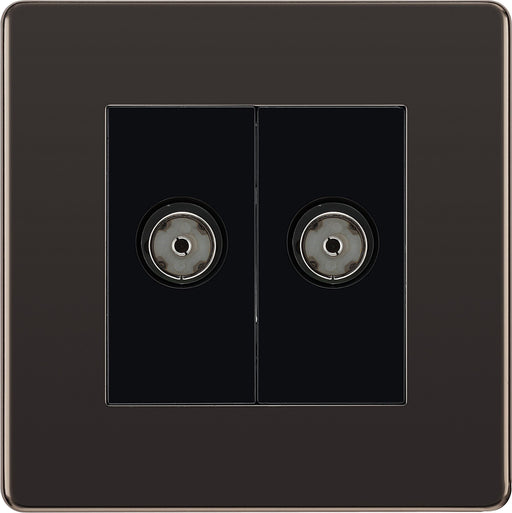 BG Electrical Flatplate Screwless Black Nickel - Double isolated, co-axial