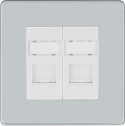 BG Electrical Flatplate Screwless Polished Chrome - Double, RJ45 telephone socket
