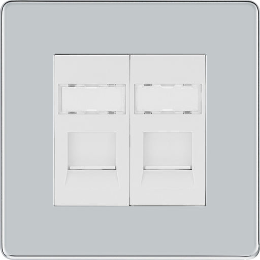 BG Electrical Flatplate Screwless Polished Chrome - Double, RJ45 telephone socket
