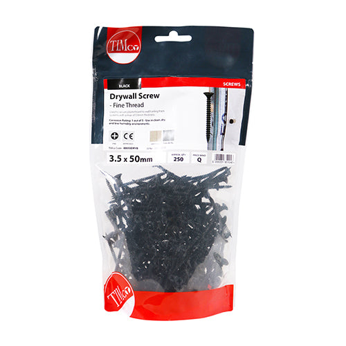 TIMCO Drywall Fine Thread Bugle Head Black Screws — Bag
