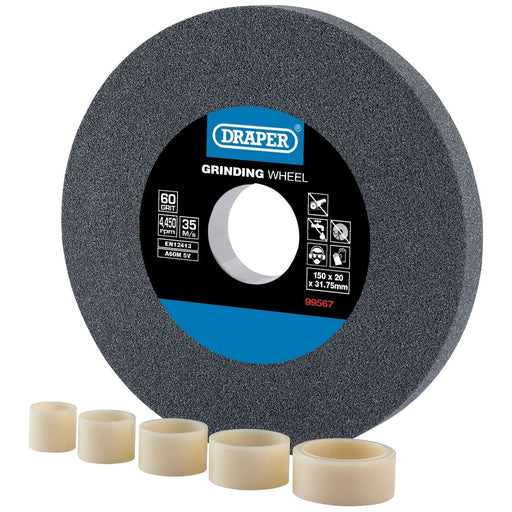 Draper Aluminium Oxide Bench Grinding Wheel, 150 x 20mm, 60 Grit 99567 Draper - Town Tools 