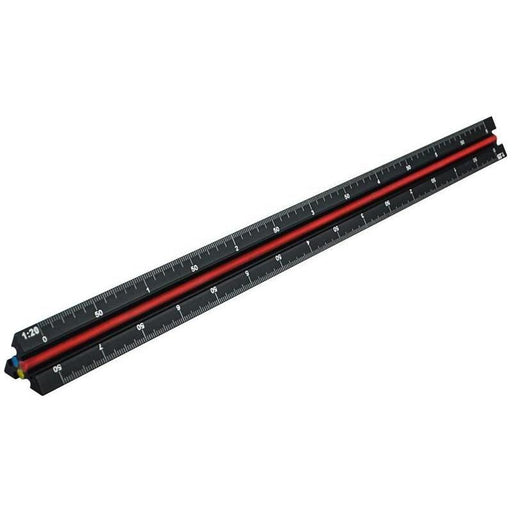 Faithfull Prestige Tri-Scale Engineer Rule Black Aluminium 300mm Faithfull - RockBottom Northampton