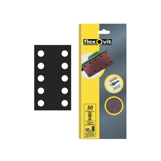 Flexovit 1/2 Sanding Sheets Perforated Fine 120 Grit (Pack 10) Flexovit - RockBottom Northampton