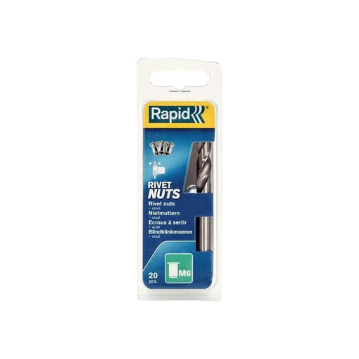 Rapid Steel Rivet Nuts M6 (Pack 20 + Free Drill Bit) Rapid - RockBottom Nothampton