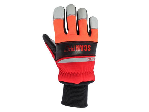 Scan Class 1 Dual Hand Chainsaw Leather Gloves - L (Size 9) Scan - RockBottom Nothampton