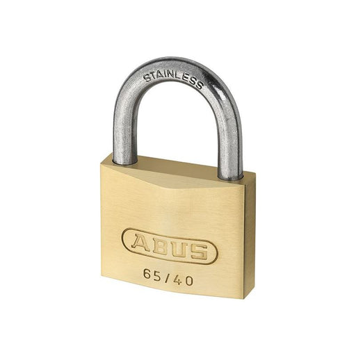 Abus Mechanical 65IB/40mm Brass Padlock Stainless Steel Shackle Keyed Alike 6404 ABUS Mechanical - RockBottom Northampton 