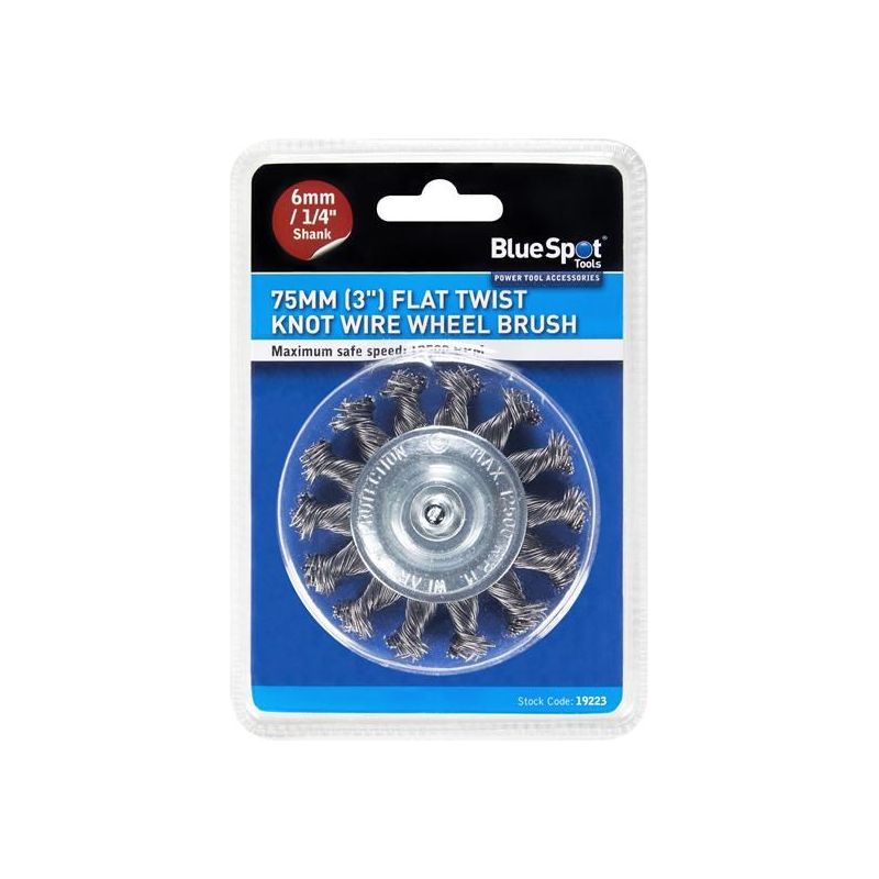 Bluespot Tools Flat Twist Knot Wire Wheel 75mm BlueSpot Tools - RockBottom Northampton