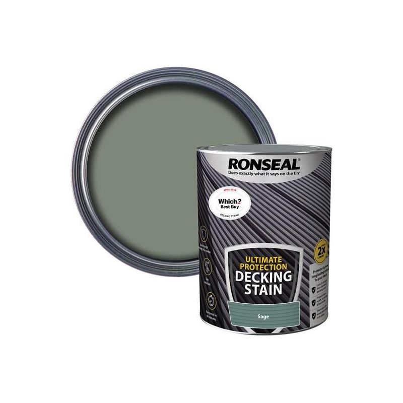 Ronseal Ultimate Protection Decking Stain Sage 5 litre Ronseal - RockBottom Nothampton