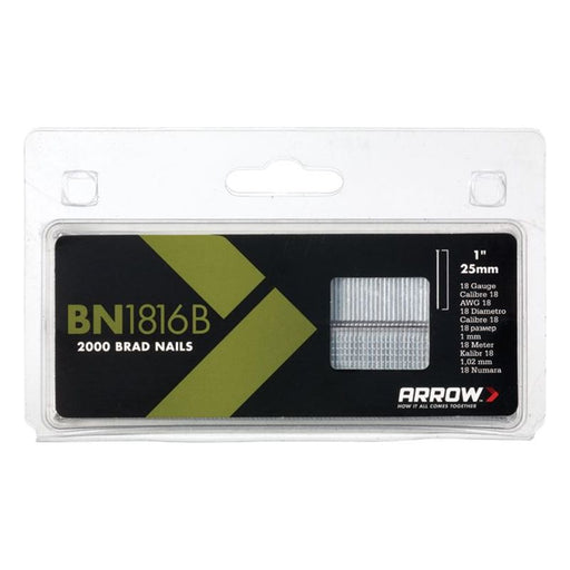 Arrow BN1816B Brad Nails 25mm Brown Head (Pack 2000) Arrow - RockBottom Northampton 