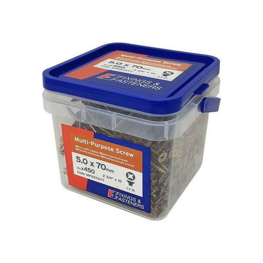Forgefix Multi-Purpose Pozi Compatible Screw CSK ST ZYP 5.0 x 70mm Tub 450 ForgeFix - RockBottom Northampton