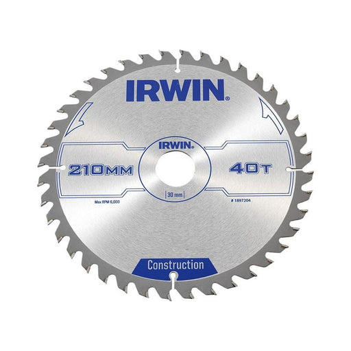 Irwin® Construction Circular Saw Blade 210 x 30mm x 40T ATB IRWIN® - RockBottom Northampton