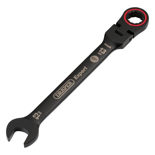 Draper 03919 Draper Expert HI-TORQ® Metric Flexible Head Ratchet Combination Spanner, 13mm, Black
