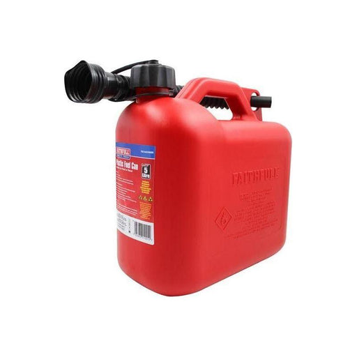 Faithfull Plastic Fuel Can Red 5 litre Faithfull - RockBottom Northampton