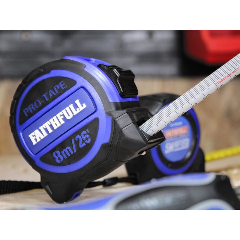 Faithfull Pro Tape Measure 8m/26ft (Width 32mm) Faithfull - RockBottom Northampton