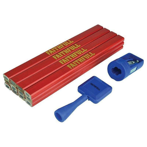 Faithfull Carpenter's Pencil Kit Red / Medium (Pack 12) Faithfull - RockBottom Northampton