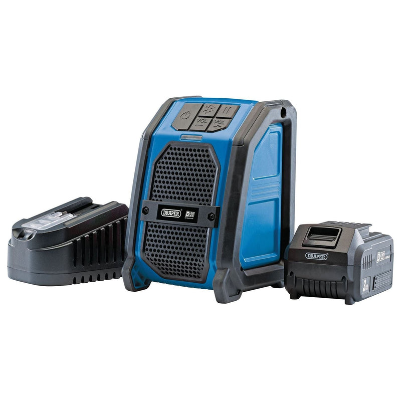 Draper 94903 D20 20V Wireless Speaker with 1 x 3.0Ah Battery and Charger