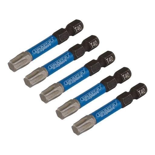 Draper 05672 Draper Expert TX-STAR® Impact Screwdriver Bits, T40 x 50mm, 1/4" Hex (Pack of 5)