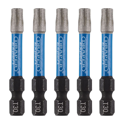 Draper 05656 Draper Expert TX-STAR® Impact Screwdriver Bits, T30 x 50mm, 1/4" Hex (Pack of 5)