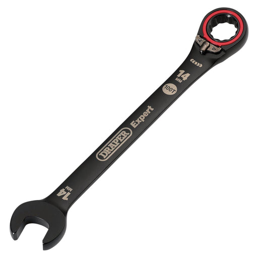 Draper 03904 Draper Expert HI-TORQ®  Metric Reversible Ratchet Combination Spanner, 14mm, Black