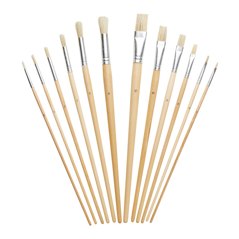 Fit For The Job 12pc Artist's Paint Brush Set - Plain Handles