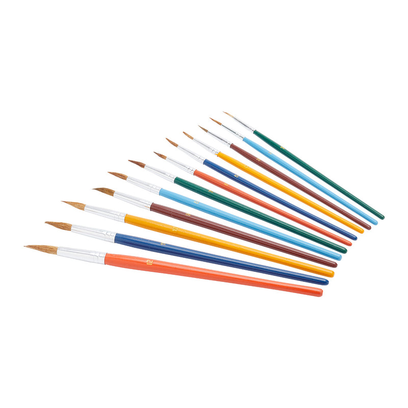 Fit For The Job 12pc Artist's Paint Brush Set - Colour Handles