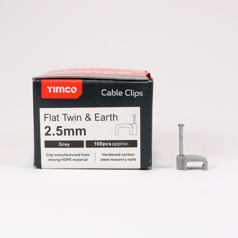 TIMCO Flat & Twin Cable Clips Grey - To fit 10.0mm