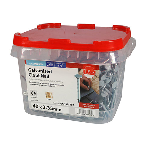 TIMCO Clout Nails Galvanised — 2kg Tub