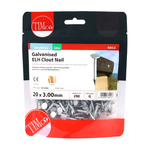 TIMCO Extra Large Head Clout Nails Galvanised — Small Bag