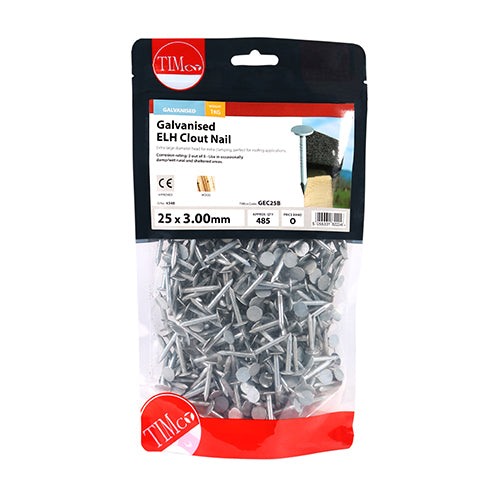 TIMCO Extra Large Head Clout Nails Galvanised — 1kg Bag