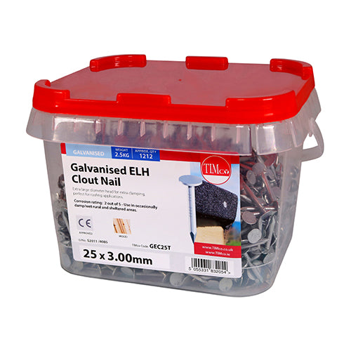 TIMCO Extra Large Head Clout Nails Galvanised — 2kg Tub