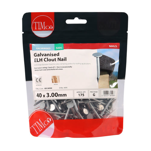 TIMCO Extra Large Head Clout Nails Galvanised — Small Bag