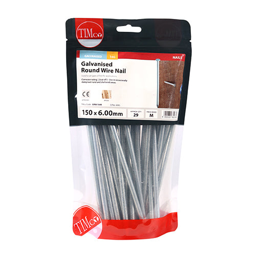 TIMCO Round Wire Nails Galvanised — 1kg Bag