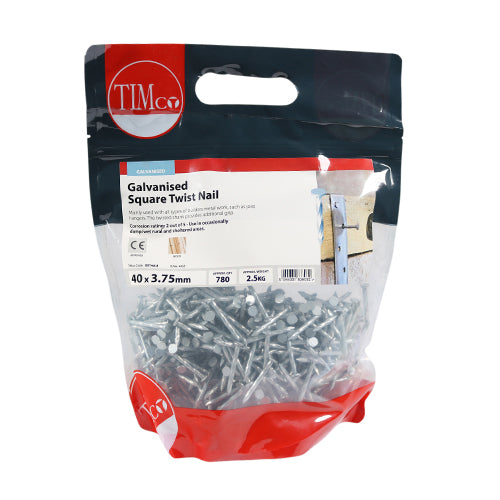 TIMCO Square Twist Nails Galvanised — 2kg Bag