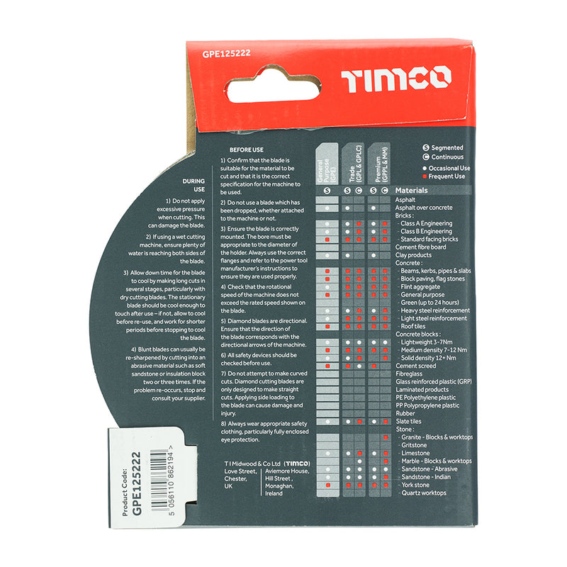 TIMCO General Purpose Diamond Blade Segmented