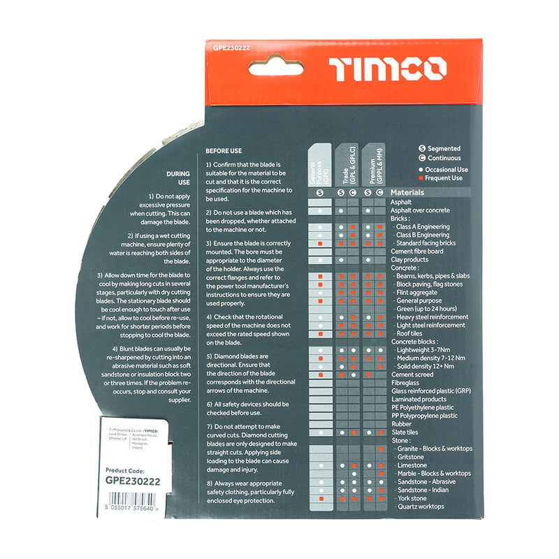 TIMCO General Purpose Diamond Blade Segmented