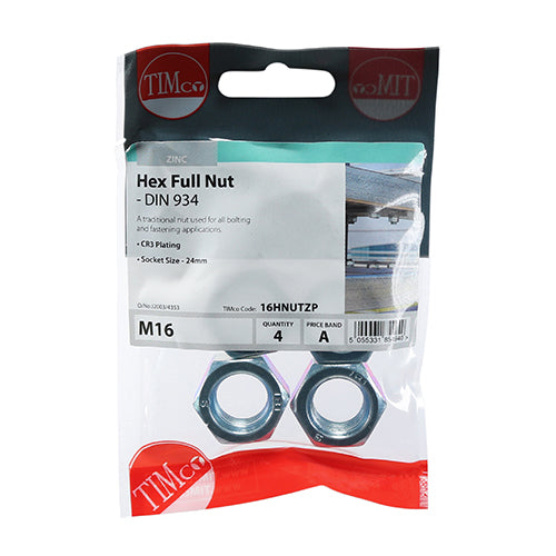 TIMCO Hex Full Nuts DIN934 Silver — Trade Pack