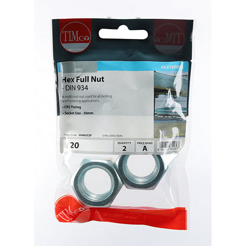 TIMCO Hex Full Nuts DIN934 Silver — Trade Pack