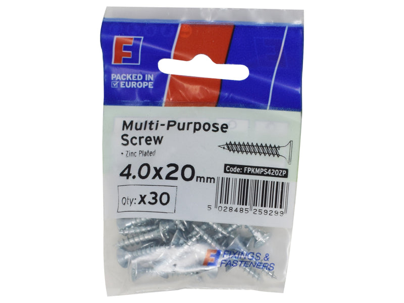 ForgePack Multi-Purpose Screw 30 per Pk ZP 4.0x20mm (S)