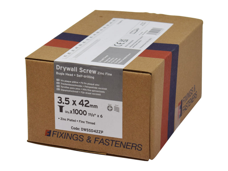 Drywall Screw ZP 3.5x42mm Bx 1000 Self Drilling Point