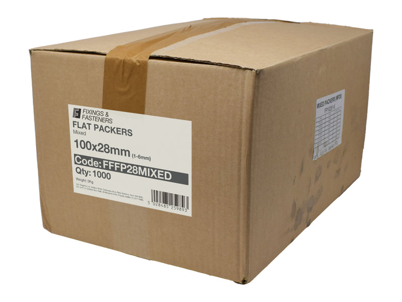 FF Flat Packers 100x28 1mm-6mm 1000 Per Bx Mixed