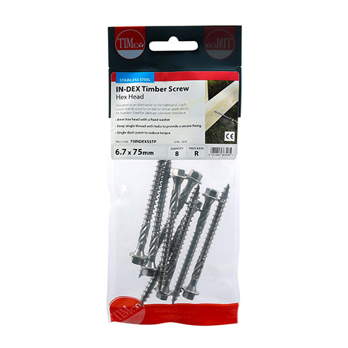 TIMCO Timber Screws Hex Flange Head A4 Stainless Steel - 6.7 x — Trade Pack