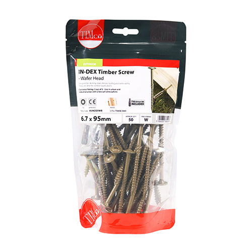 TIMCO Wafer Head Exterior Green Timber Screws - 6.7 x — Bag